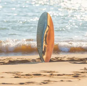 The Crafted Edge Surfboard hand crafted with resin and live edge wood hanging decor