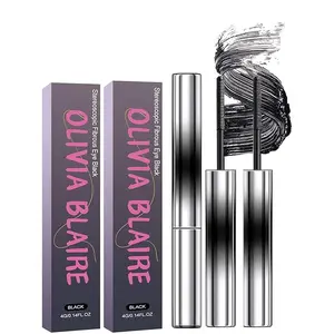 Iron Wand Mascara Waterproof Long Lasting Curl Brushless Metal Wand Mascara for Women, Daytime, Lash Extensions, Sensitive Eyes(2PCS) (Black)