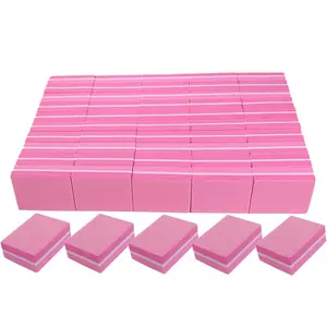 Nail Buffers (50 Count), Mini Buffer Block Nail File for Acrylic Nails and Nails, 100/180 Grit Nail Buffer Block Bulk Buffing Blocks for Nail Buff Professional Manicure File Blocks Set Pink