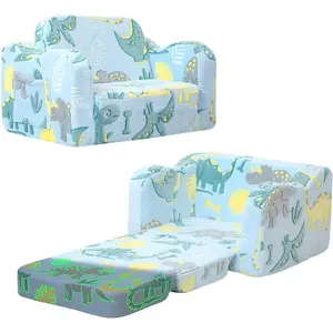 Toddler Chair – Convertible Glowing Dinosaur Flip-Out Kids Sofa |   1–3 Years |   Soft Foam Couch for Playroom, Reading & Relaxing |   Fold-Out Lounge Seat with Washable Cover