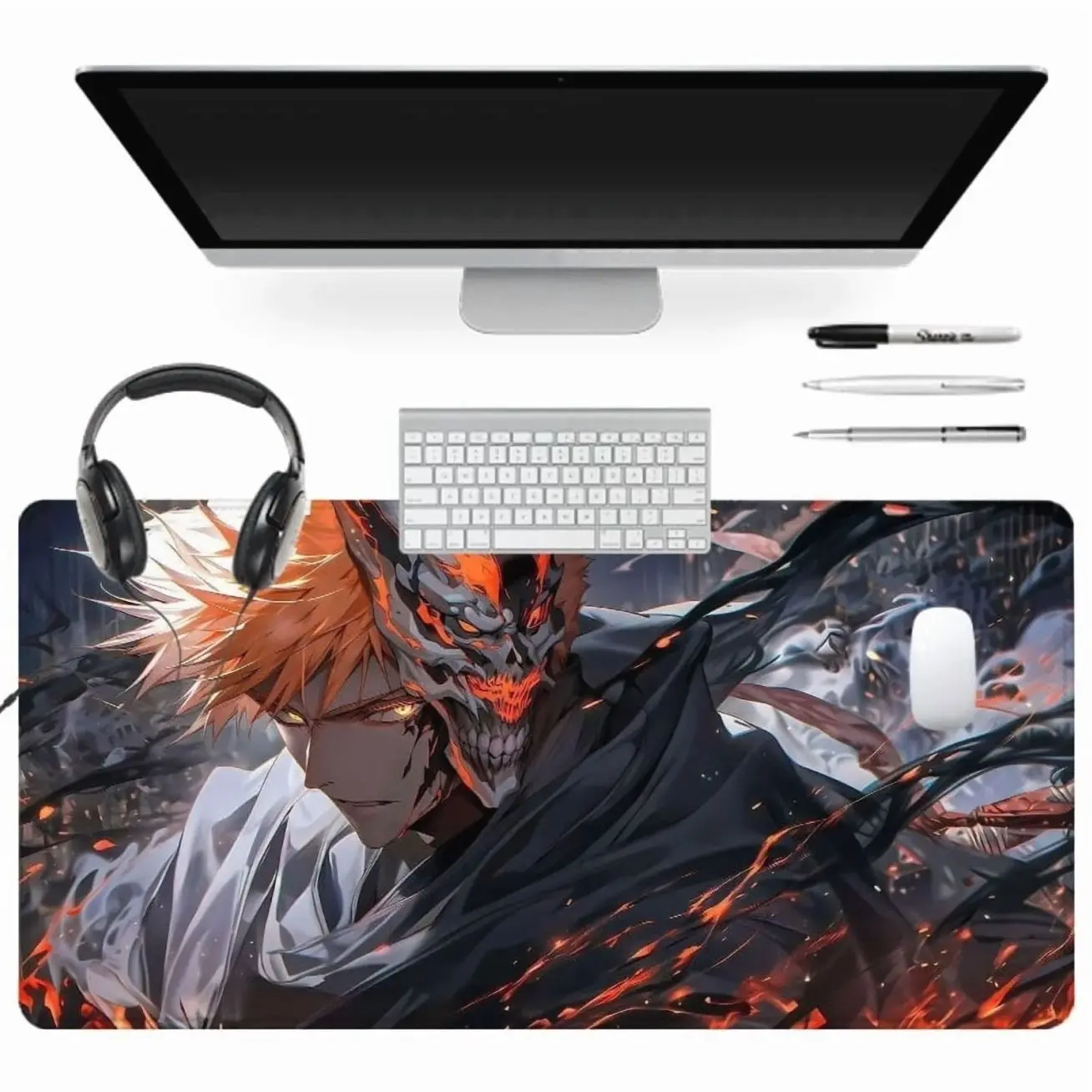 Anime Bleach Ichigo Hollow Mouse Pad Rubber Desk Mat for Gaming and Office Use
