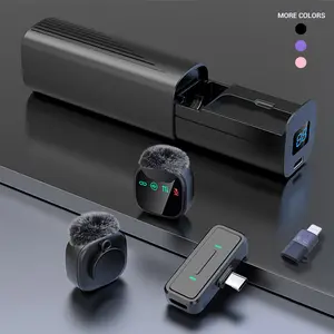 Wireless Lavalier Noise Canceling Mic with Charging Case, Noise-Cancelling, Rechargeable Battery, Magnetic Clip, Ideal for Video Recording & Podcasting