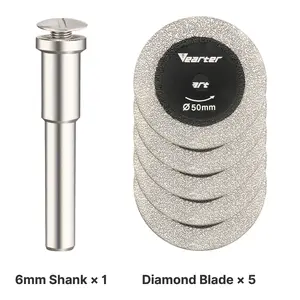 5PCS Glass Cutting Disc , 2'' Double-Sided Diamond Cutting Wheel for Drill Rotary Tools, Cut Off Wheels with 6mm Shank Mandrel for Tile, Quartz Stone, Granite, Brick, Marble outdoorfun