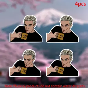 4pcs-Buffy Spike Kiss The Librarian Sticker Vinyl Decals-car stickers for doors, windows, laptops, luggage, furniture and bumpers-durable adhesive vinyl material