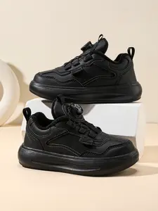 Boys' & Girls' Fall Winter Fleece Lined Fashion Casual Sports Outdoor Shoes, Classic Versatile School Sneakers, Medium Width Cone Heel, Trainer Shoes