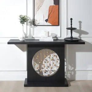 Modern Black Console Table with Gold Accent, Decorative Entryway Table, 56in Wood Console Table, Narrow Sofa Table for Entrance, Living Room, Hallway