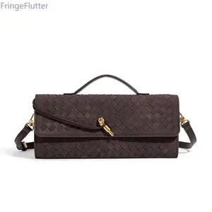 2026 New Women’s Retro Woven PU Leather Handbag | Matte Long Evening Shoulder Bag