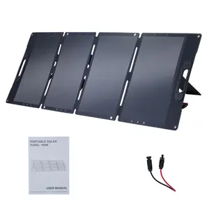 Portable Solar Panel 100W 18 Volt, High 23.5% Efficiency, MC-4 Cable, Foldable Solar Panel Charger IP65 Water & Dustproof Design for Camping, RVs, or Backyard Use