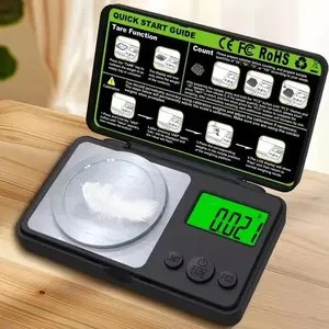 High Precision 0.001g Electronic Scale, Stainless Steel Weighing Powder Measuring Scale with Tweezers, Professional Handheld Scale for Jewelry