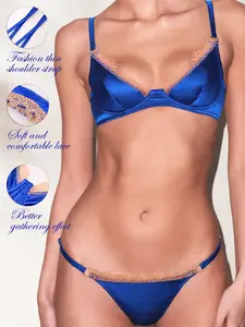 Holiday Season Bridal lingerie Vacation outfits Ultrathin Bra 2 Piece Sets  women Lace Sexy Lingerie Set Woman Push Up Underwire Bra With Thongs Solid Underwear