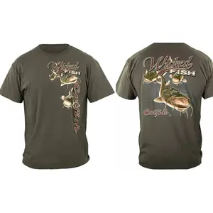 Catfish Fishing 100% Cotton Military Green T-Shirt, No-Fade Colors, Wash After Wash, Vintage Fashion, Classic Styles for Everyone