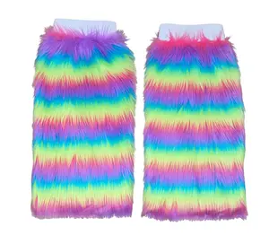 Neon Rainbow Fluffy Leg warmers/boot covers