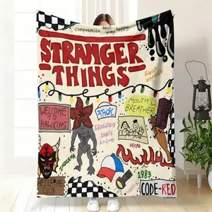 Stranger Things Season 5 Collage Flannel BlanketSoft, Warm & Cozy Throw with Iconic Charactersand Demogorgon Art - Ideal Gift for Netflix Fans