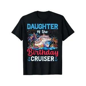men's wear flash sale Daughter Of The Birthday Cruiser Funny Cruise Birthday Gifts T-Shirt |   Men'S Casual Short Sleeve Tee, Crew Neck, Perfect for Daily Wear & Holiday Gifts, Slight Stretch Fabric, Print Pattern