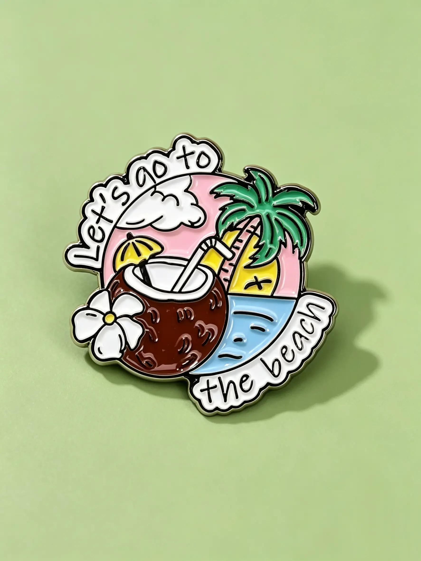Summer Beach Coconut Palm Tree Enamel Lapel Pin Zinc Alloy Alloy Brooch Pin