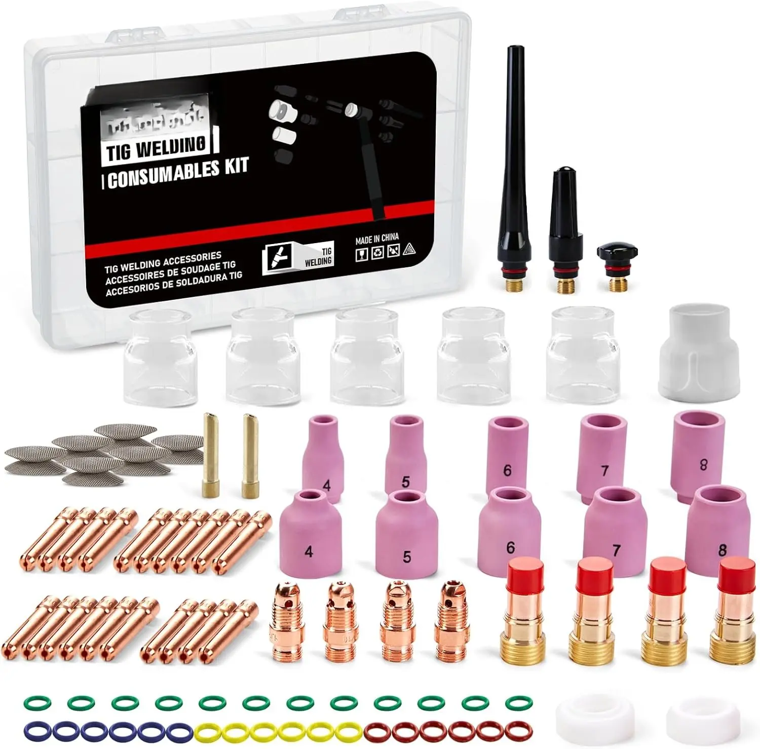 87 count TIG ing Accessories  Kit Stubby Gas Lens #10#12 lass Cup For WP-17/18/26