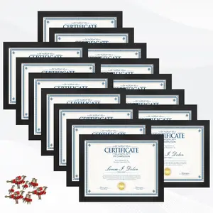 8.5x11 Picture Frame set of 15, Multi Certificate 8.5 by 11 Picture Frames Bulk, Document Diploma Award Frame for Wall Hanging or Tabletop Display, Black