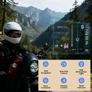 Motorcycle Helmet HUD Head-up Display Navigation Device Motorcycle Driving Record Bluetooth Headphones,rear View Mirror Camera