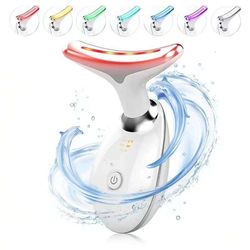 Facial Massager Red-Light-Therapy-for-Face and Neck with 7 Color Options for Face Sculpting Wand Chin Reducer Cosmetic Handle Gift Packaging Clear neck massager Blackhead Remover Tool Blackhead Remover Tool
