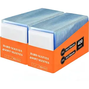 400Pcs Loaders for Cards (200Pcs Hard Plastic Card Holders & 200Pcs Penny Card Sleeves) 3" x 4" Card Protector Sleeves for Baseball Football Sports Cards, Standard Trading Cards