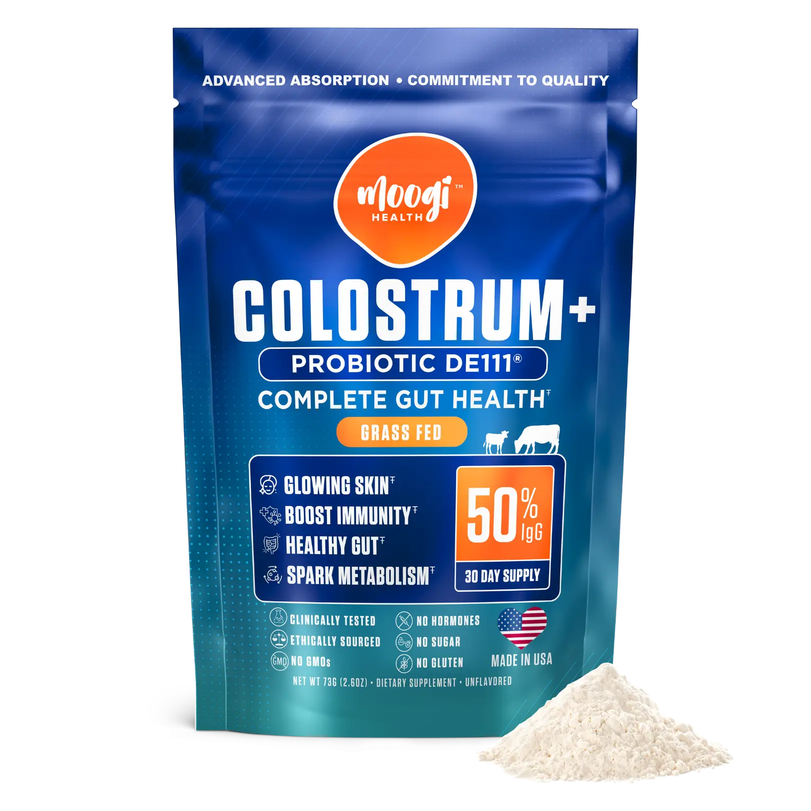 Moogi Performance Plus Colostrum Powder With Clinically Tested DE111 - No Sugar,...