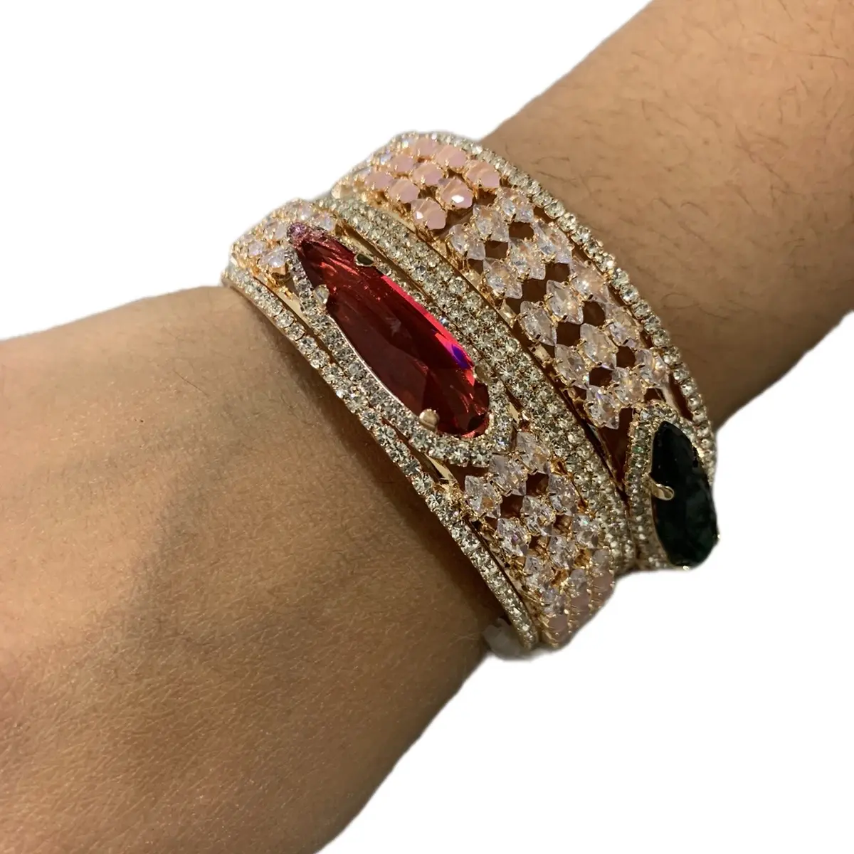 Women's Broad Bangle Sets in CZ Crystals and Artificial Gemstones men Tennis