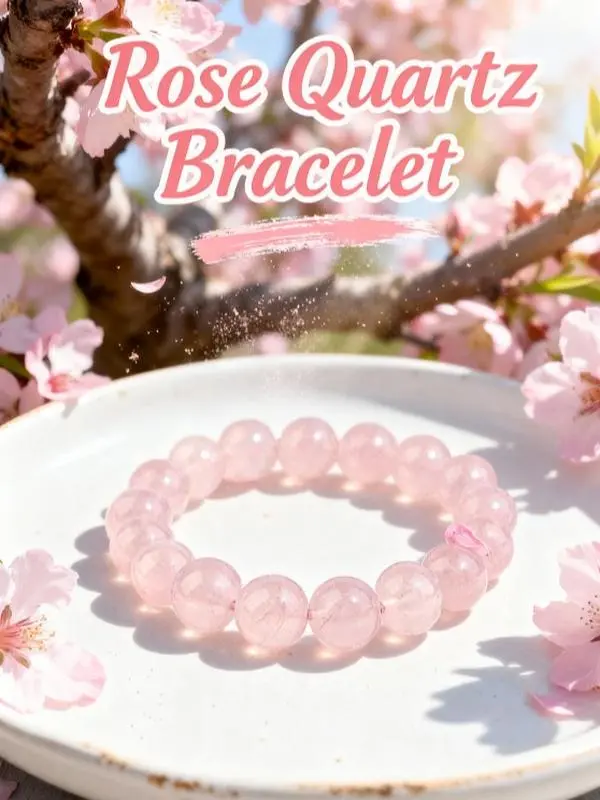 Unisex Rose Quartz Bangle - Consecrated by Taoist Master, Love Stone Jewelry for Heart Healing, Relationship Boost, Career Growth