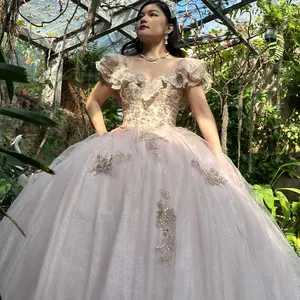 NO.9 Quinceañera Dress Blush Light Blue Tulle Light Ball Gown Dress Corset Back Design