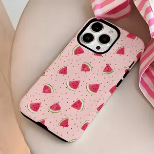 Cute Watermelon Pattern 2-in-1 Phone Case, Protective Cover for iPhone 11 12 13 14 15 16 17 Pro Max Pro Plus, Compatible with Samsung Galaxy S25 S24 S23 Ultra Local Personalized