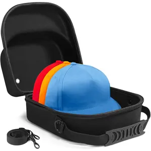 Small Hard Hat Travel Case for Baseball Caps - Crush Proof Cap Carrier for 3 Hats, Hat Storage Organizer with Adjustable Shoulder Strap and Handle, for Travel & Home Use