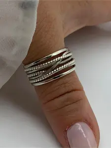 Sleek Multi-Layer Braided Ring, Stackable Rings, Minimalist Statement Piece for Women, Perfect Gift for Valentine's Day & Christmas