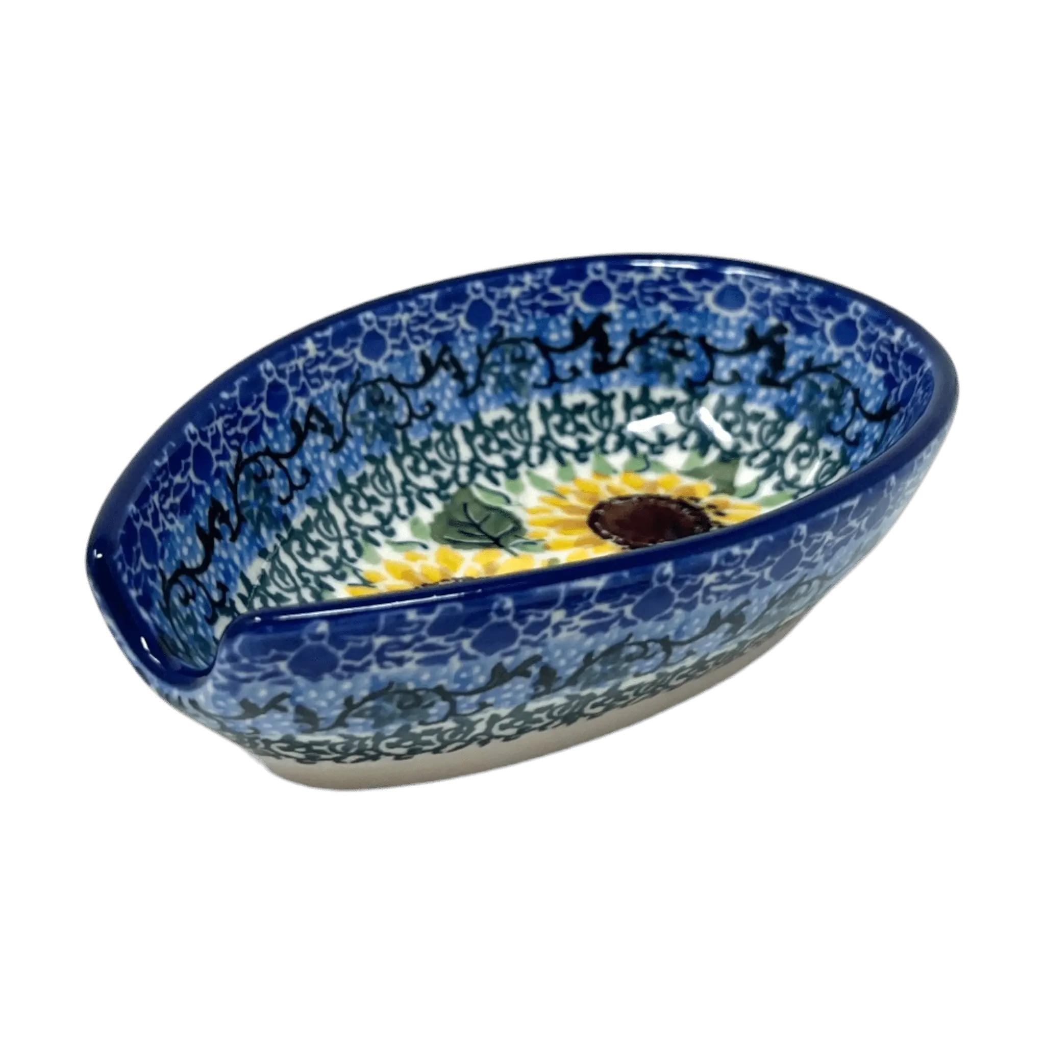 Spoon Rest, 3.25" in "Sunflowers" by Ceramika Artystyczna | A381-U4739