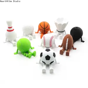 Sports Ball Figurines: Mini Soccer, Bowling, Volleyball, and Rugby Ornaments & Toys
