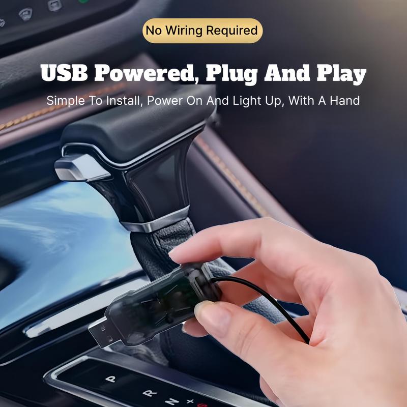 Car Interior LED Ambient Light, USB Environment Light Kit, Music Mode Neon Strip Light for 4 Car Doors & Center Console Decoration