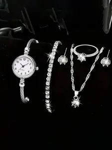 6-piece digital bracelet watch set for female students, Korean version, simple, personalized, versatile, compact and open mouth bracelet watch set for women