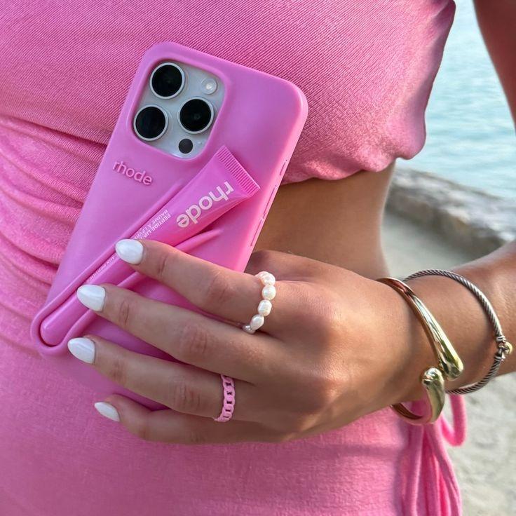 Rhode With box Makeup Pocket Phone Case with Lip Balm Holder for iPhone 11 12 13 14 15 16 17, Cute Protective Back Cover, Handy Beauty Storage Phone Accessory for Women and Girls