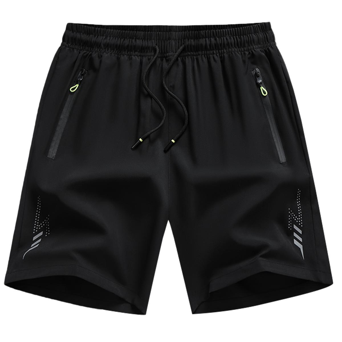 Men's Summer Casual Quick Dry Shorts with Zipper Pockets & Elastic Drawstring Waist, Lightweight Breathable Athletic Workout Shorts for Men, Comfortable Casual Bottoms for Running, Walking, Hiking & Daily Activities