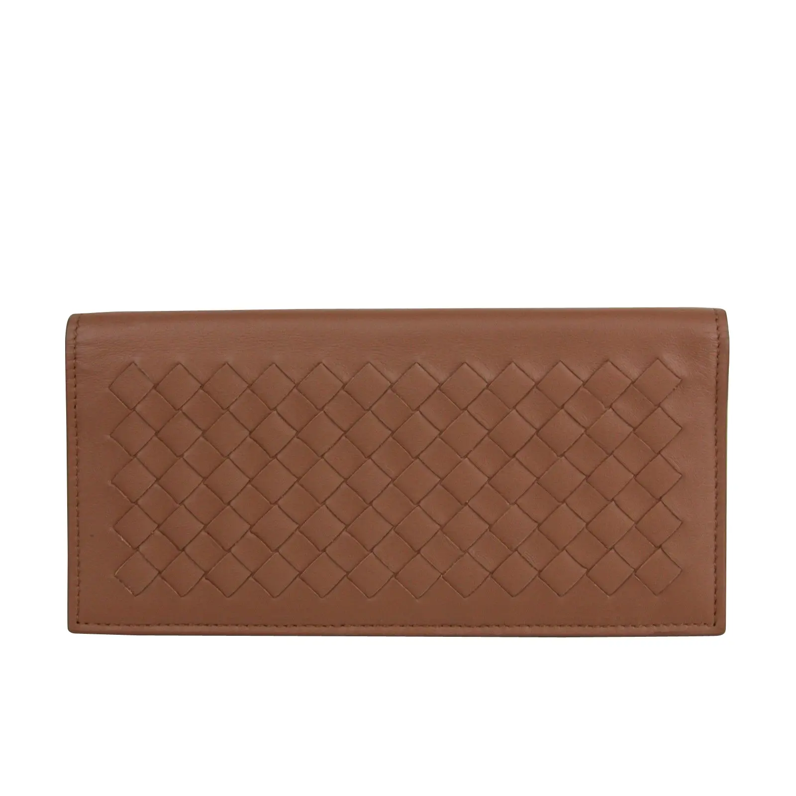 Pre-owned BOTTEGA VENETA Leather Small Leather Goods Men's Woven Brown Medium Long Bifold Wallet