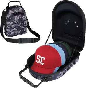 Sleek Hard Shell Travel Camo Hat Case for Baseball Caps, Holds 6-7 Hats, Breathable Cap Storage Organizer with Airflow Eyelets, Water-Resistant 1680D Oxford Cap Carrier for Closet & Home