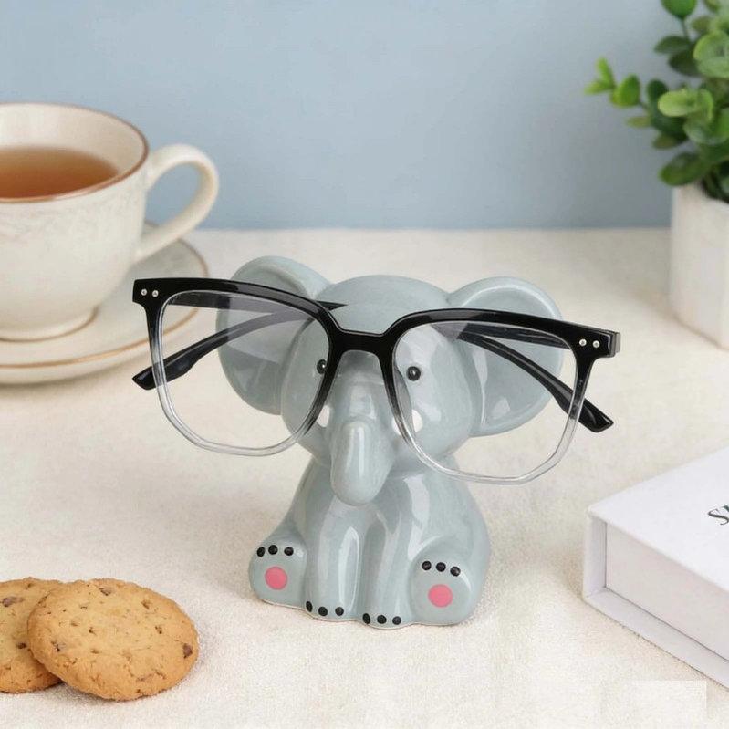 Cute Elephant Animal Shape Glasses Holder Eyeglass Display Stand Decorative Storage Rack for Office Desk Nightstand