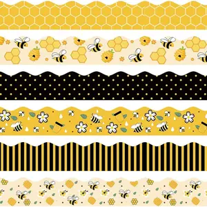 84ft Bee Bulletin Board Borders Cartoon Bee Honeycomb Yellow Black Scalloped Border Trim for Teacher Back to School Supplies Home Office Classroom Door Wall Decor