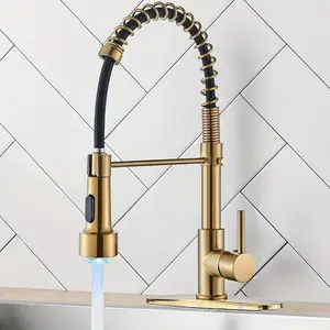 2024 Kitchen Sink Faucet, Pull Down Kitchen Faucet, Gold Faucet Kitchen Faucet Commercial Kitchen Faucet Brass Kitchen Faucet 9/16 Hoses Gold Kitchen Sink Faucets Water Kitchen Faucet Brushed Gold 360 Degree Rotating Kitchen Faucet
