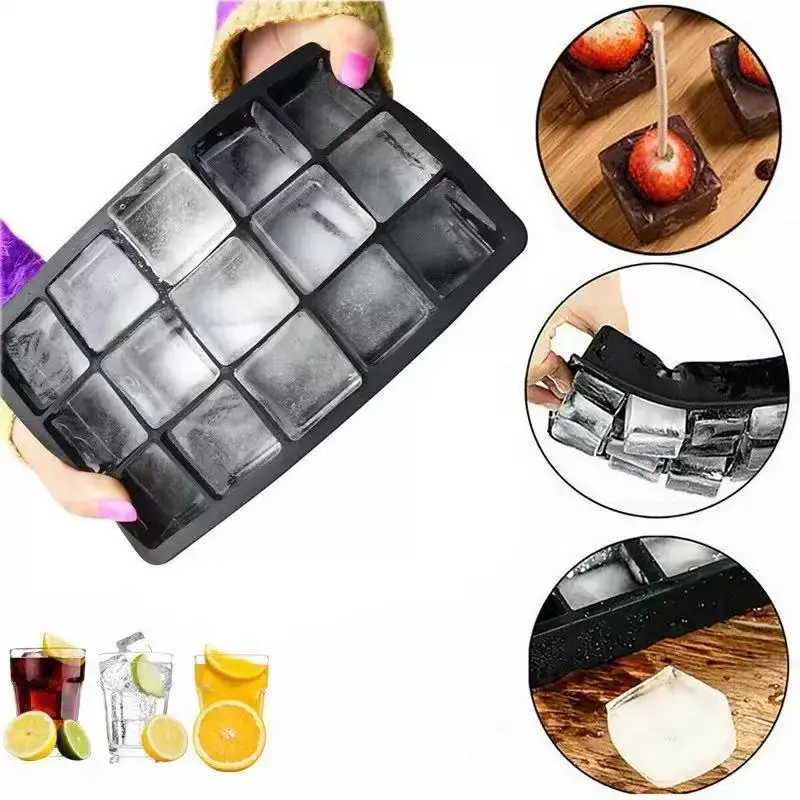 15-compartment square ice cube tray (with lid)