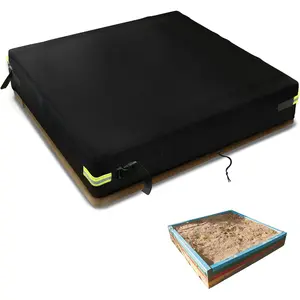 Square Sandbox Cover Waterproof 600D Oxford Cloth PVC Coating Rainproof Anti UV,for Kids Outdoor Protect Sandbox Sand and Toys(Black, 72.8" x 72.8" x 7.9")