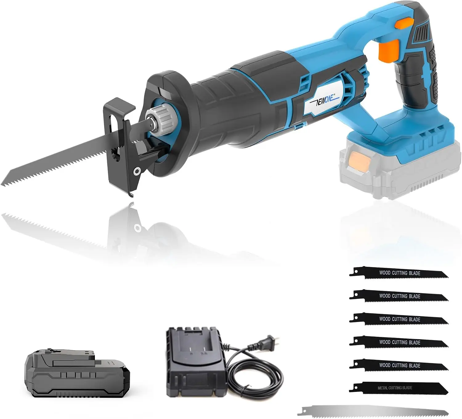 20V Reciprocating Saw zall saw cut-off tool with 2.5A Charger,LED working light, Tool-Free Blade Change, 7pcs Saw Blades for cutting wood frozen bone, 2.0AH Battery