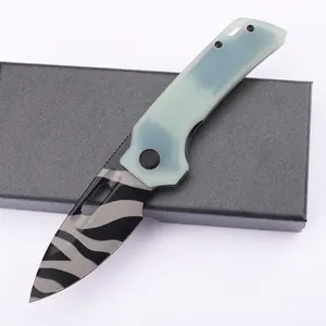 G10 Handle Folding Utility Knife, EDC Tiger Stripe Pocket Knife, Heavy Duty Cardboard Box Slicer, Everyday Use at Home, Utility Knife with Pocket Clip and Keyhole