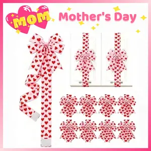【Mother's Day】4/8 Pcs Pink Hearts Cabinet Bows Valentines Cabinet Ribbon Bows for Window & Kitchen Decorations Proposal Wedding Anniversary Party Supplies large holiday bow home decor