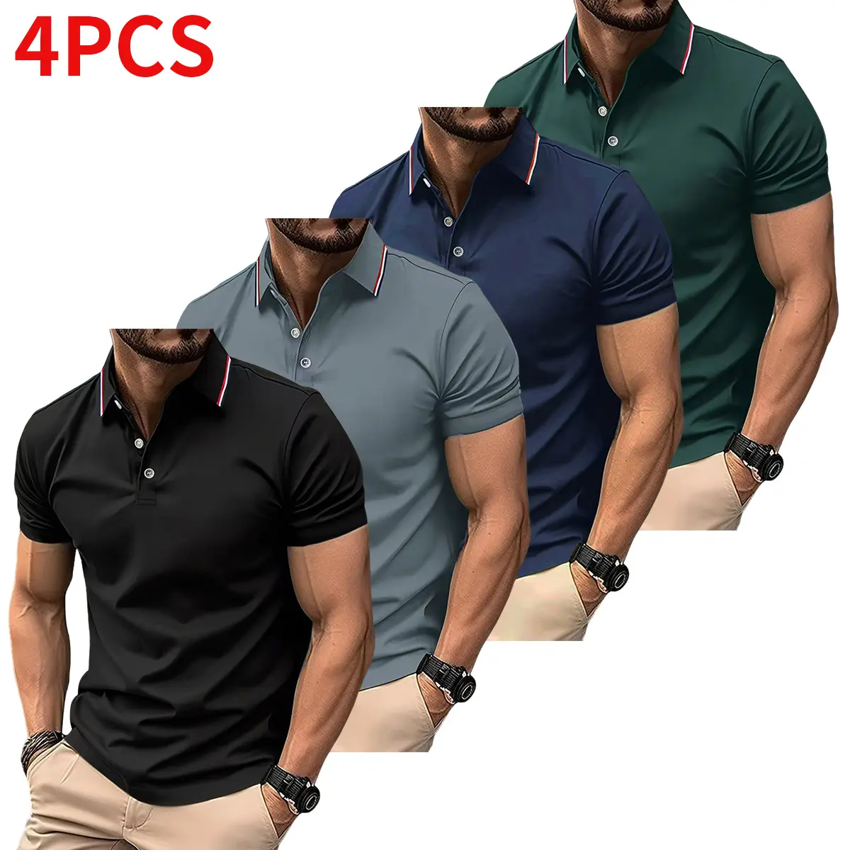 Black + Gray + Dark Blue + Green