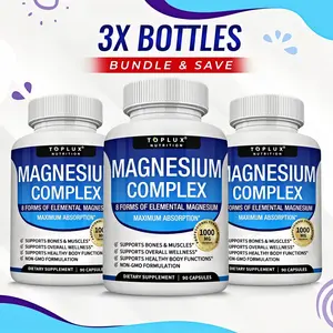3 Bottles of Magnesium Glycinate Complex Supplement 8 in 1 magnesium- Magnesium Glycinate, Citrate, Malate, High Absorption Vegan Magnesium Supplement ,Complete Chelated Mineral  Supplement  magnesium complex for women