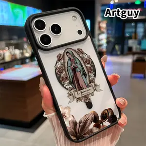 Magnetic Phone case for iPhone 17 16  Pro Max Plus 15 14 13 12 11 Air E Virgin with Blooms Pattern Non-Yellowing Shockproof Soft Silicone Transparent Acrylic Cover Supports Wireless Charging